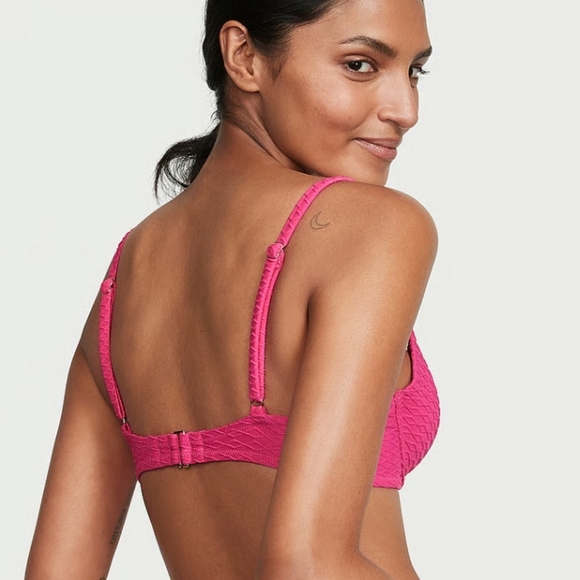 Victoria's Secret Mix & Match Twist Icon Push Up Bikini Top Sz 36D Forever Pink - Picture 3 of 8